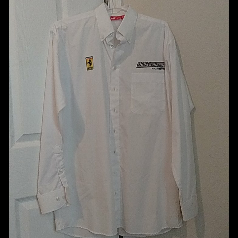 Puma Ferrari button up white shirt 39/40